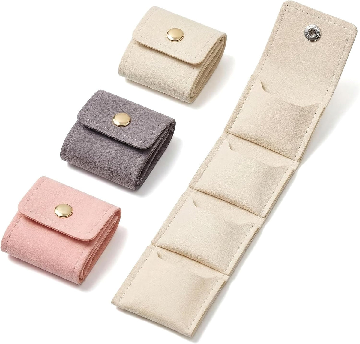 3PCS Travel Jewelry Organizer Bags – Compact Jewelry Case for Rings, Earrings & Necklaces