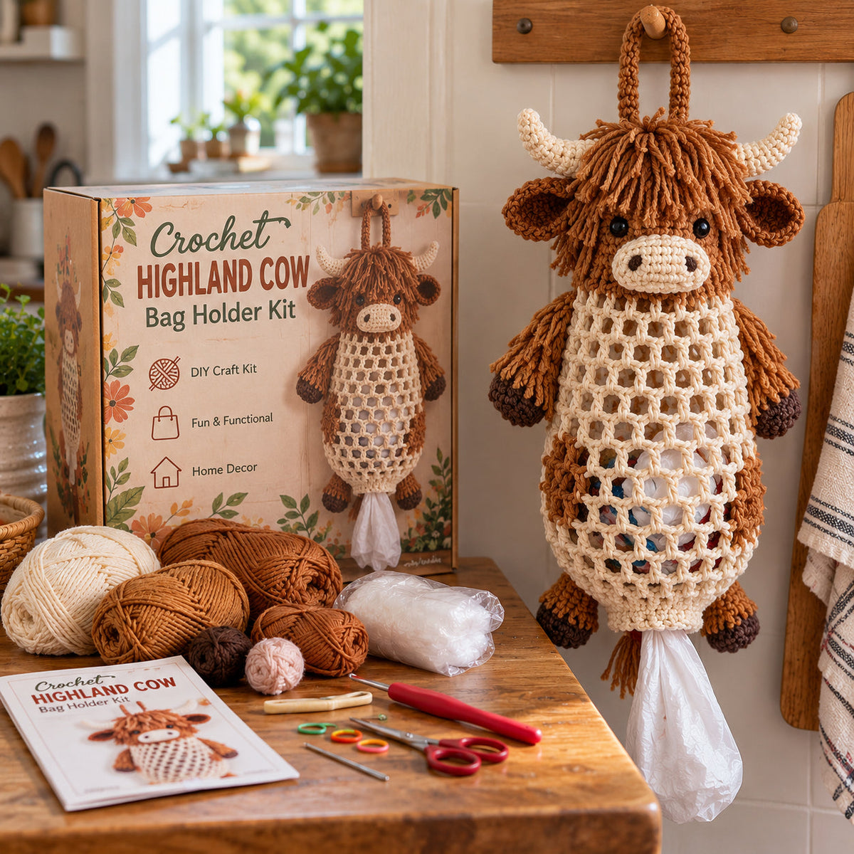 🐥Crochet Animal Bag Holder DIY Kit – Cute & Functional Hanging Storage Craft Kit