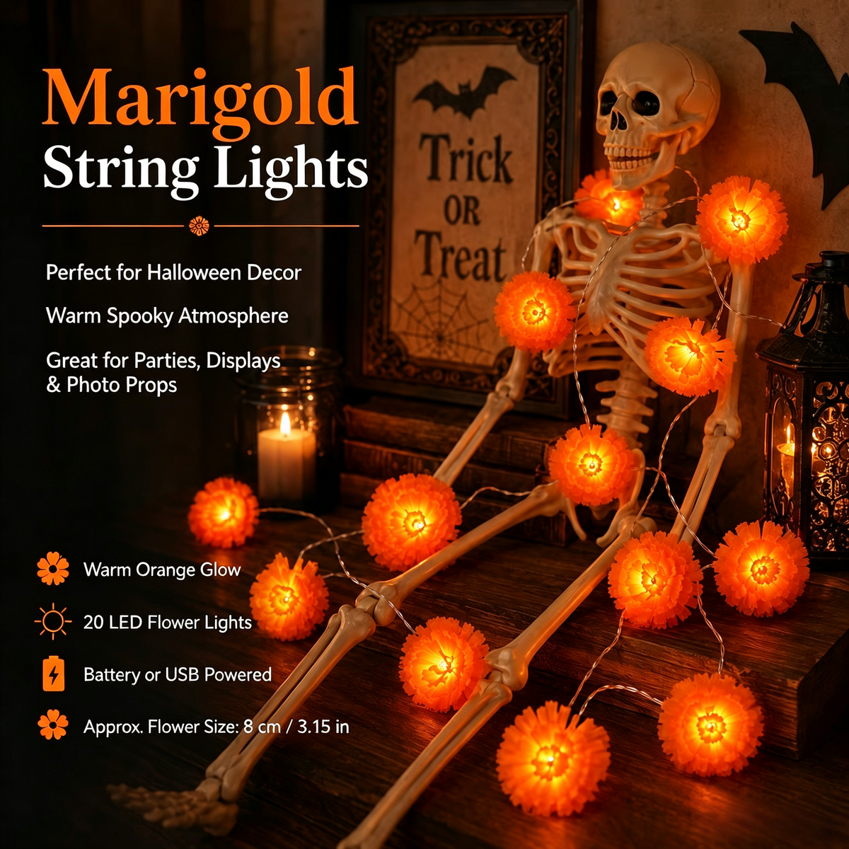 🌼 LED Marigold String Lights — Brighten Every Festive Celebration! ✨