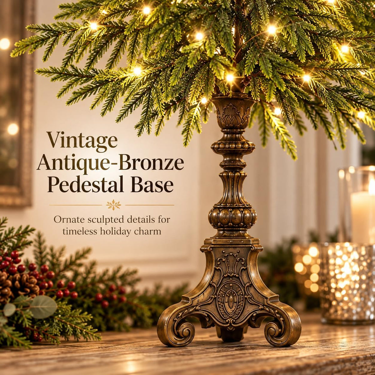 🎄Vintage Lighted Norfolk Pine Trees with Vintage Pedestal