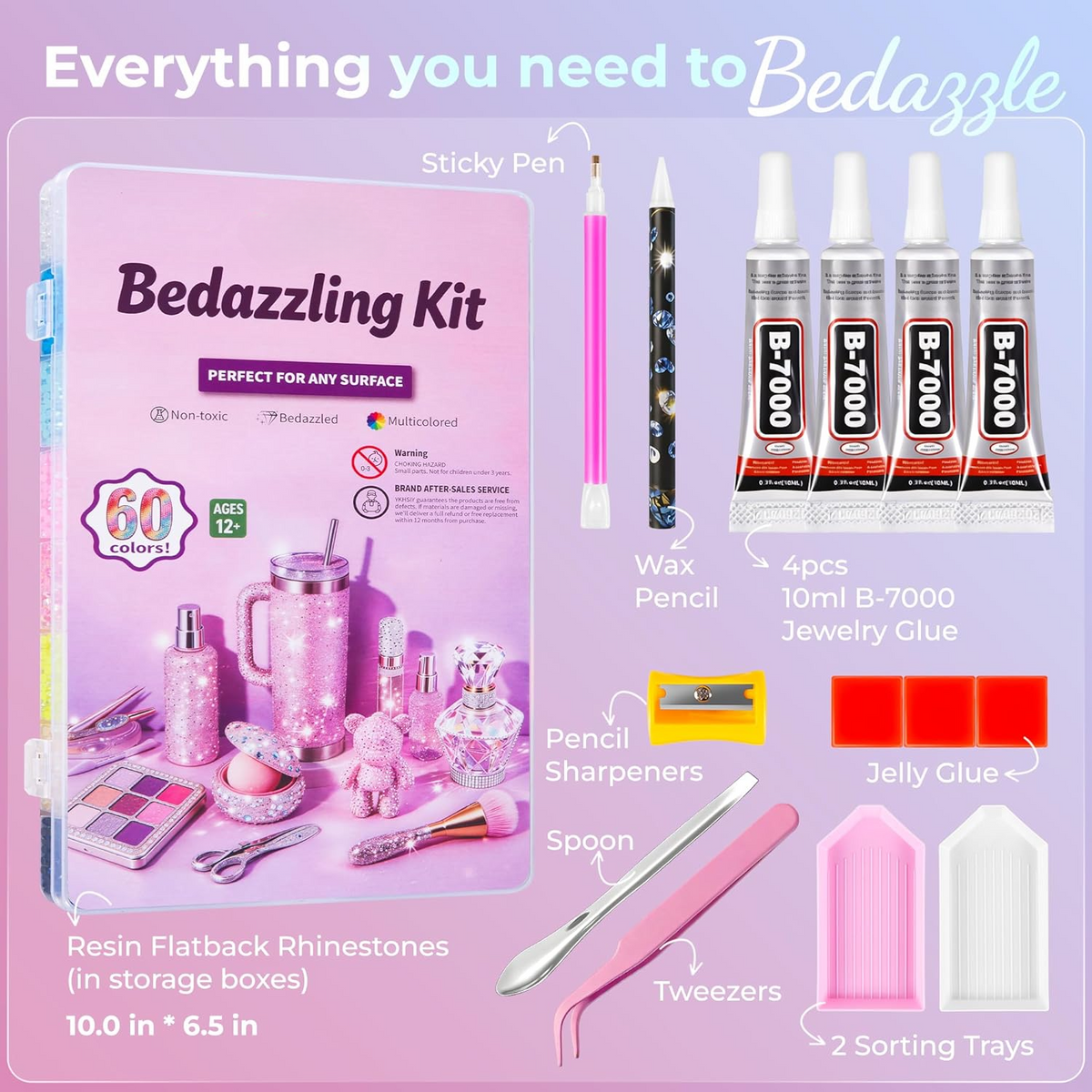 ✨DIY Bedazzling Rhinestone Kit-Suitable for decorating crafts, water bottles, shoes, and phone cases.