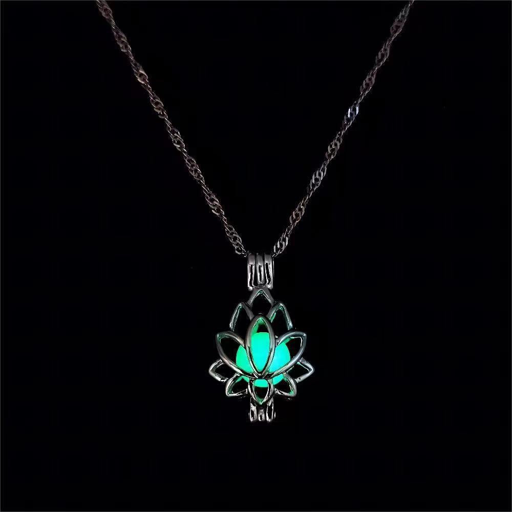 ✨ Glow In The Dark Lotus Pendant Necklace