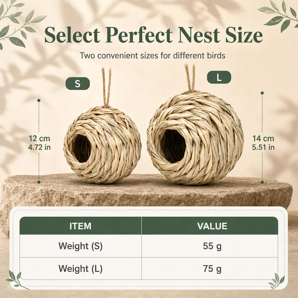 🐦Handwoven Straw Spherical Bird Nest with Round Opening for Outdoor Garden and Yard Decoration