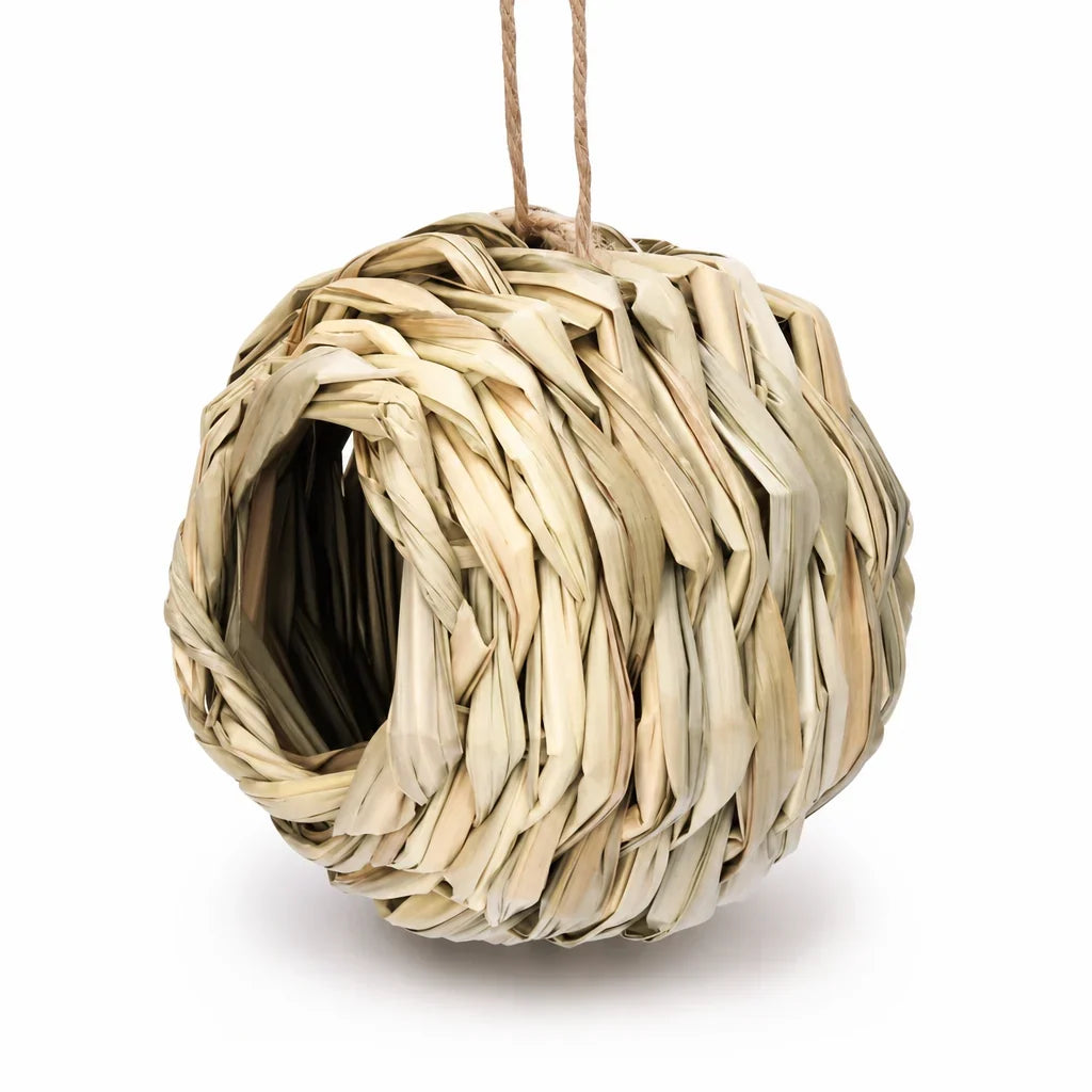 🐦Handwoven Straw Spherical Bird Nest with Round Opening for Outdoor Garden and Yard Decoration