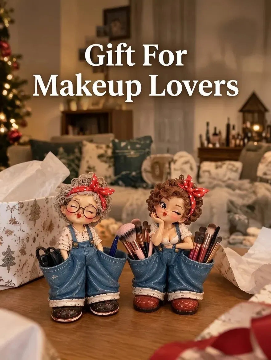 🌟Retro Girl Makeup Brush Holder – Cute Vintage Vanity Organizer