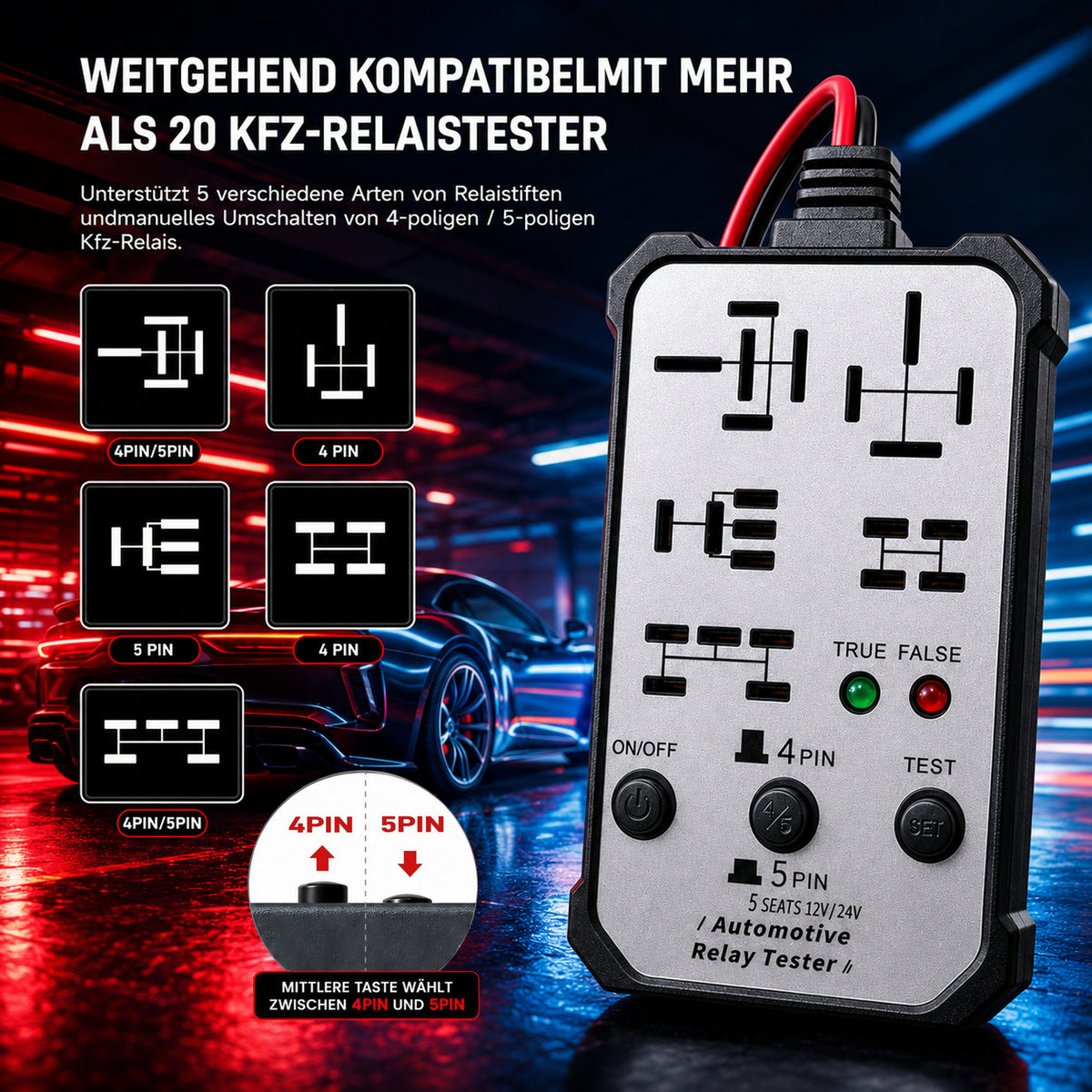 š„2026 New upgrade 12V/24V Universal Relay Tester | Professional 5-Pin Auto Diagnostic Tool