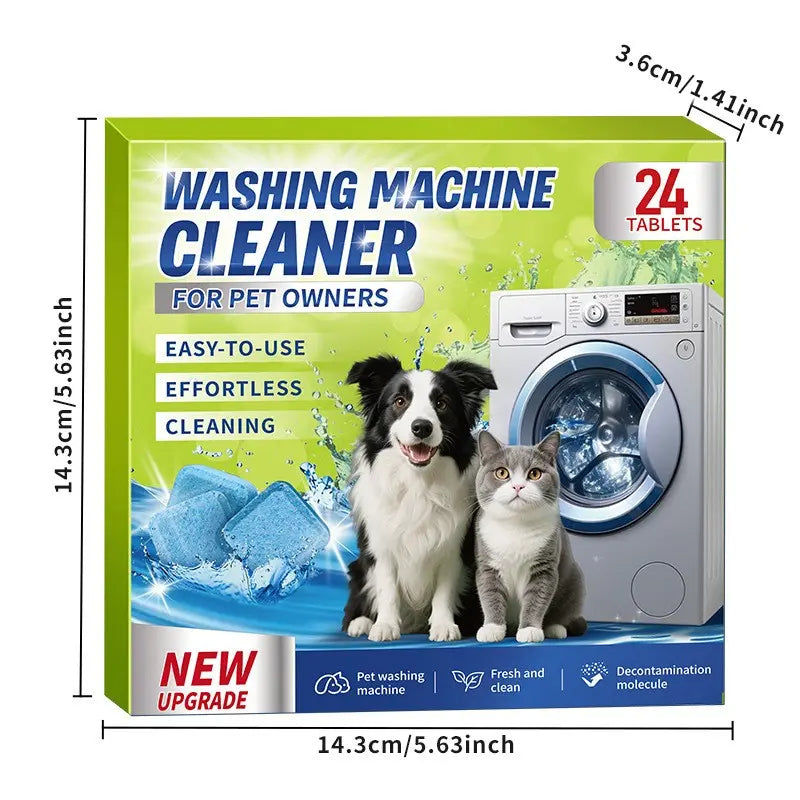 🐾 Pet Washing Machine Cleaner – 24 Tablets, Odor & Hair Remover