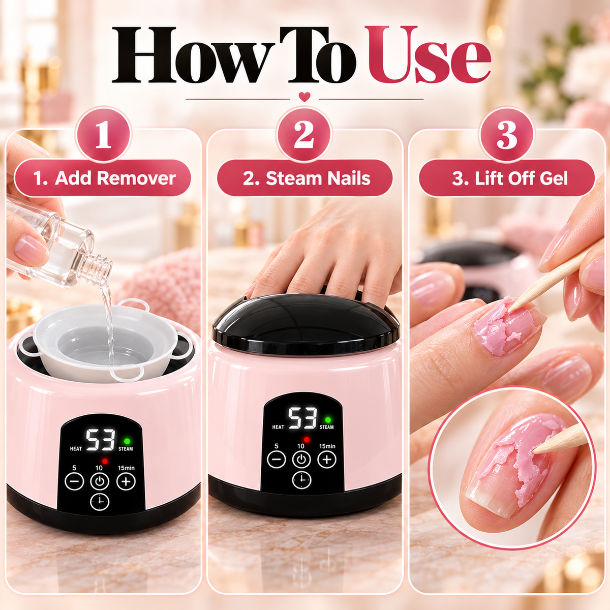 💅 Steam Gel Nail Remover – Timed Heat & Steam for Easier At-Home Gel Removal ✨