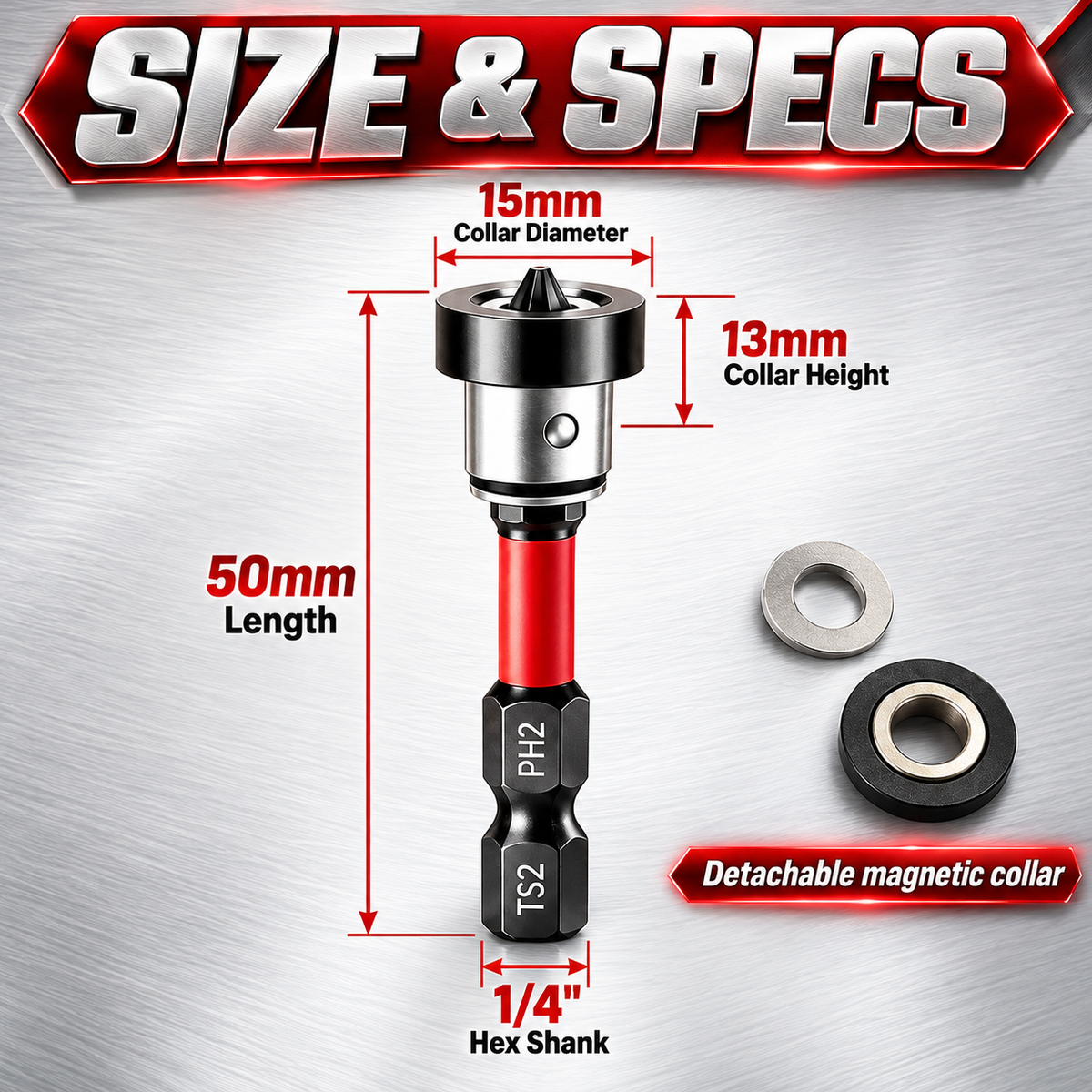 🔩5pcs Drywall Bit Attachment , PH2 Magnetic Drywall Screwdriver Bits