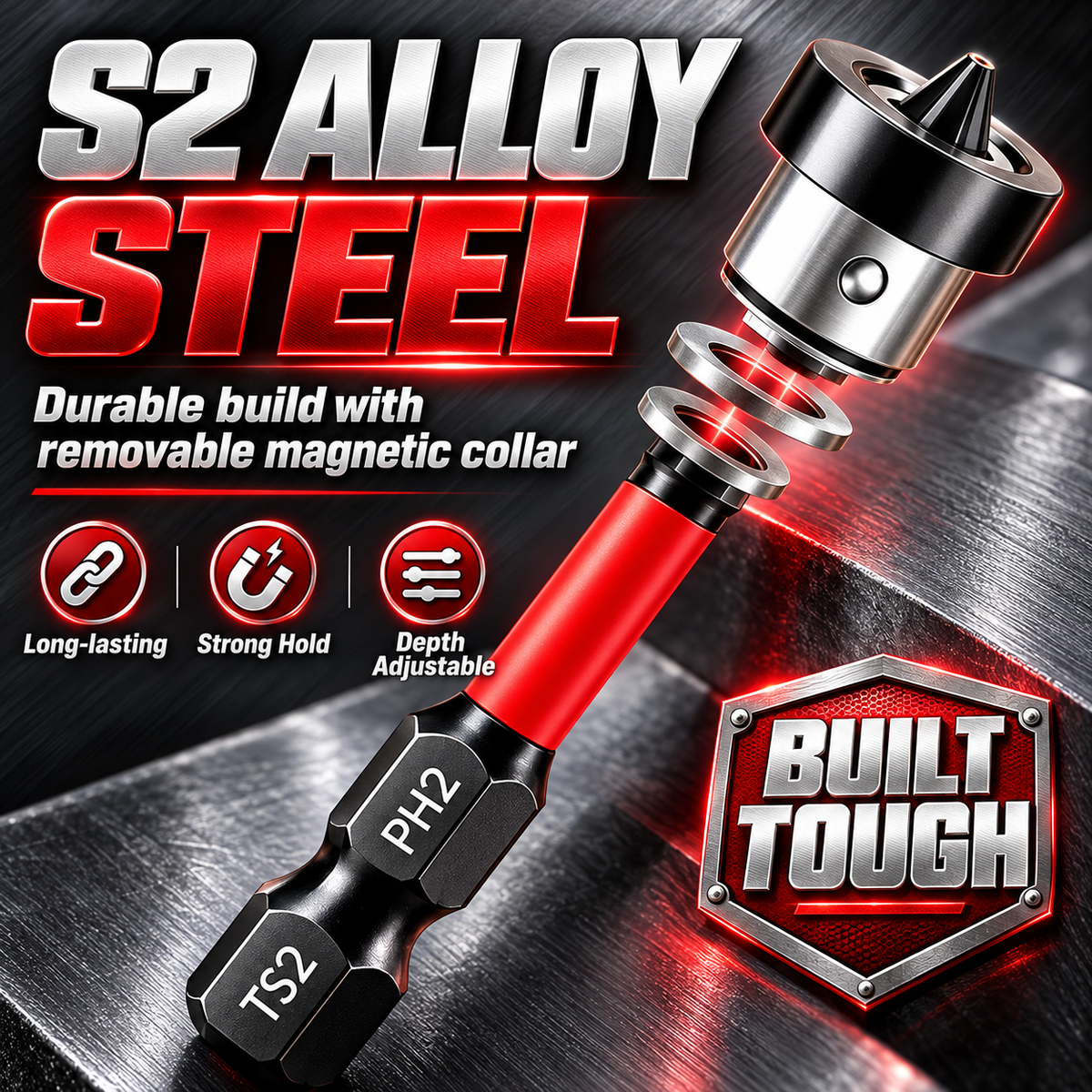 🔩5pcs Drywall Bit Attachment , PH2 Magnetic Drywall Screwdriver Bits