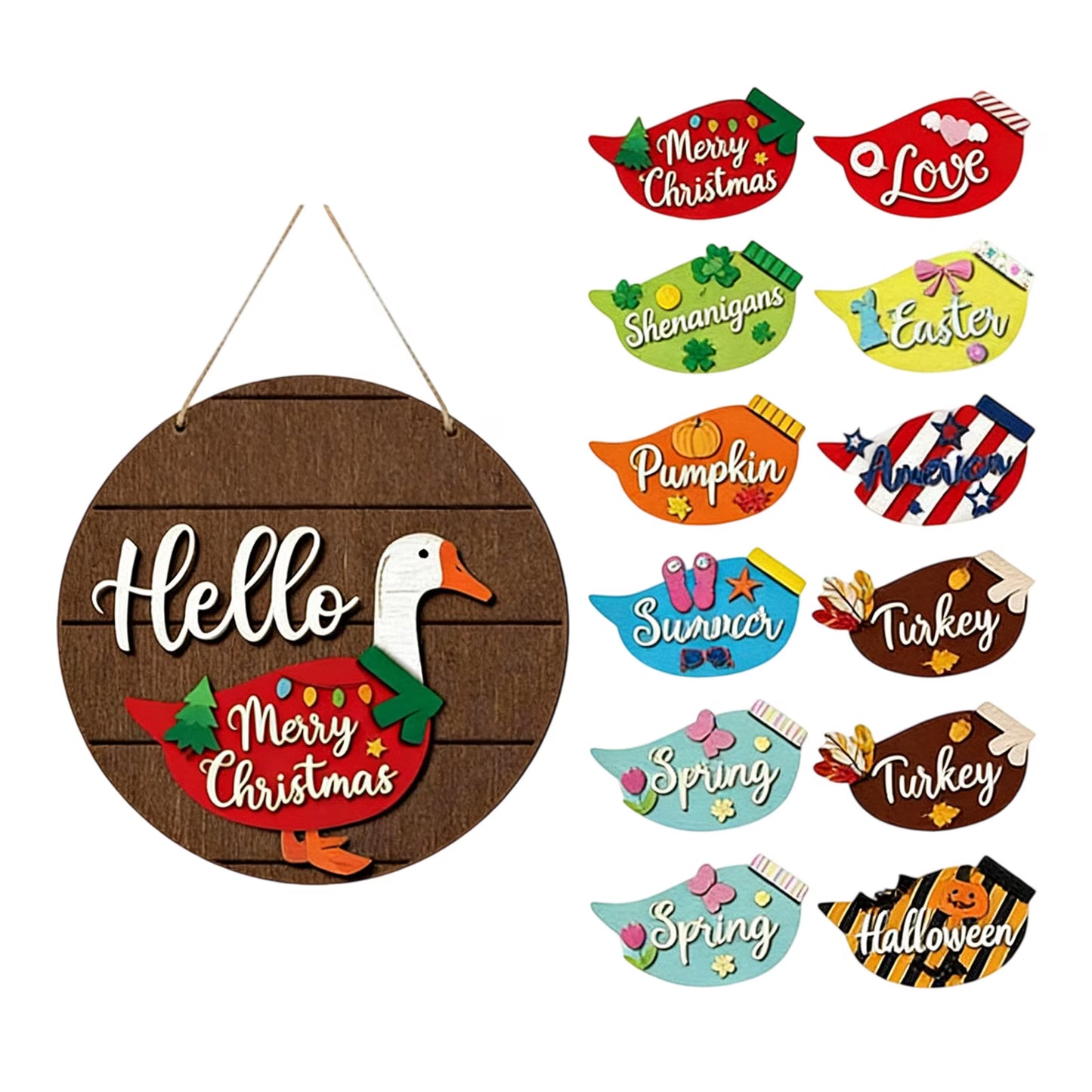 🦢 Interchangeable Seasonal Goose Welcome Sign-Refresh your front‑door decor all year long