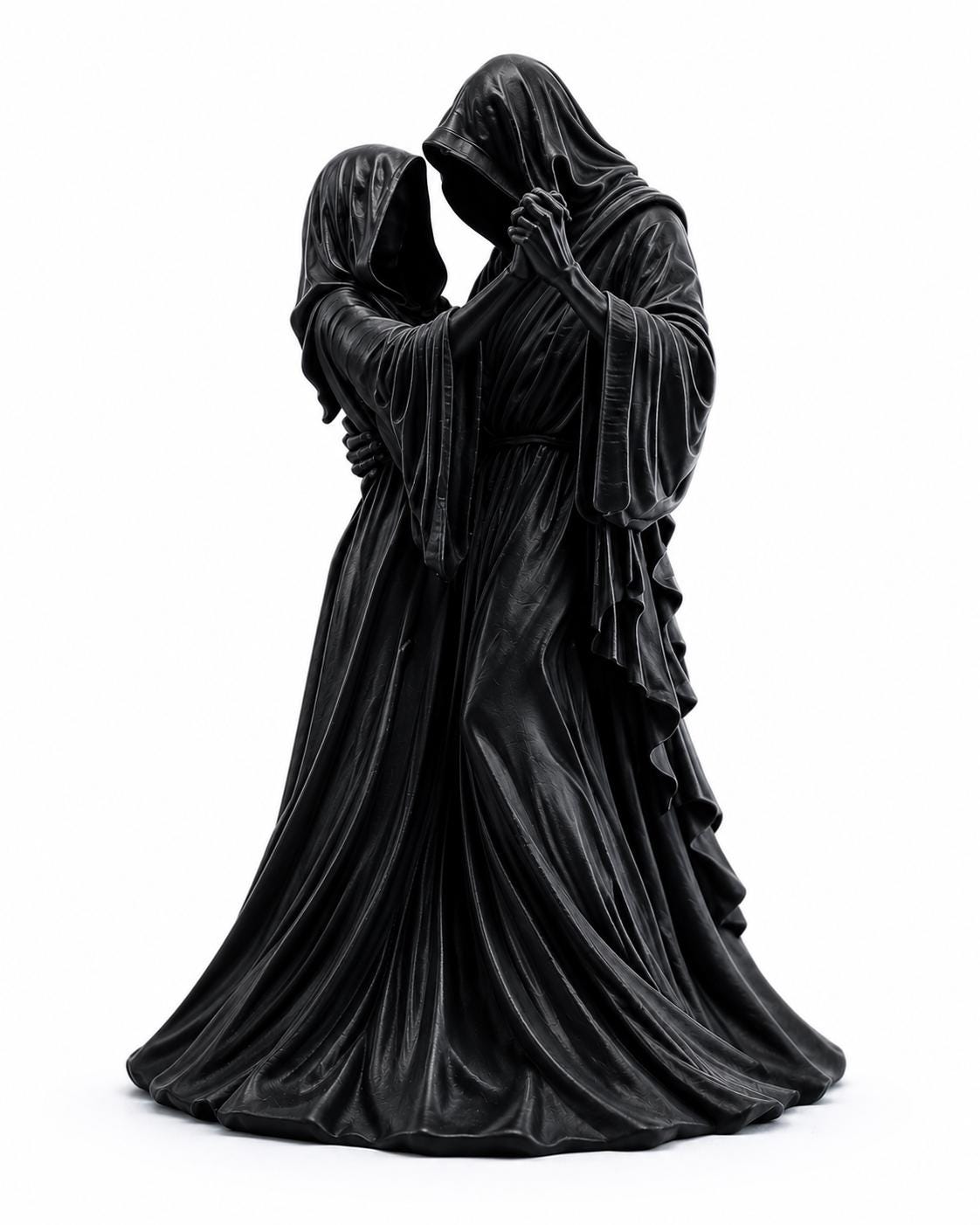 🖤Eternal Dark Love Gothic Couple Statue | Hooded Skeleton Lovers Dancing Resin Figurine Halloween Tabletop Decor