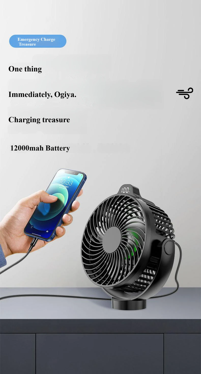 🧲 Multi-Function Magnetic Rechargeable Mini Fan with Night Light & Remote Control