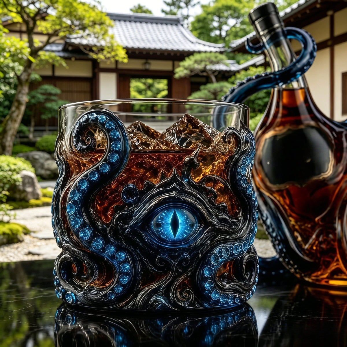 🐙 Kraken Eye Octopus Whiskey Glass | Gothic Kraken Old Fashioned Whiskey Glass