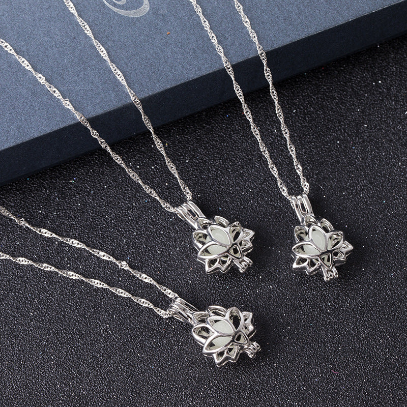 ✨ Glow In The Dark Lotus Pendant Necklace