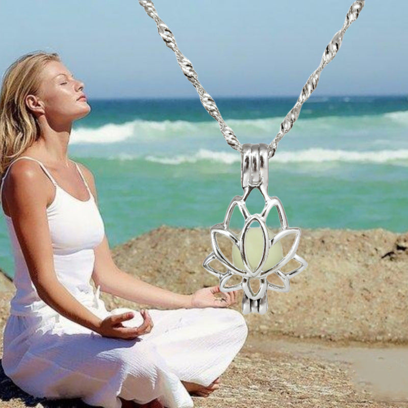 ✨ Glow In The Dark Lotus Pendant Necklace