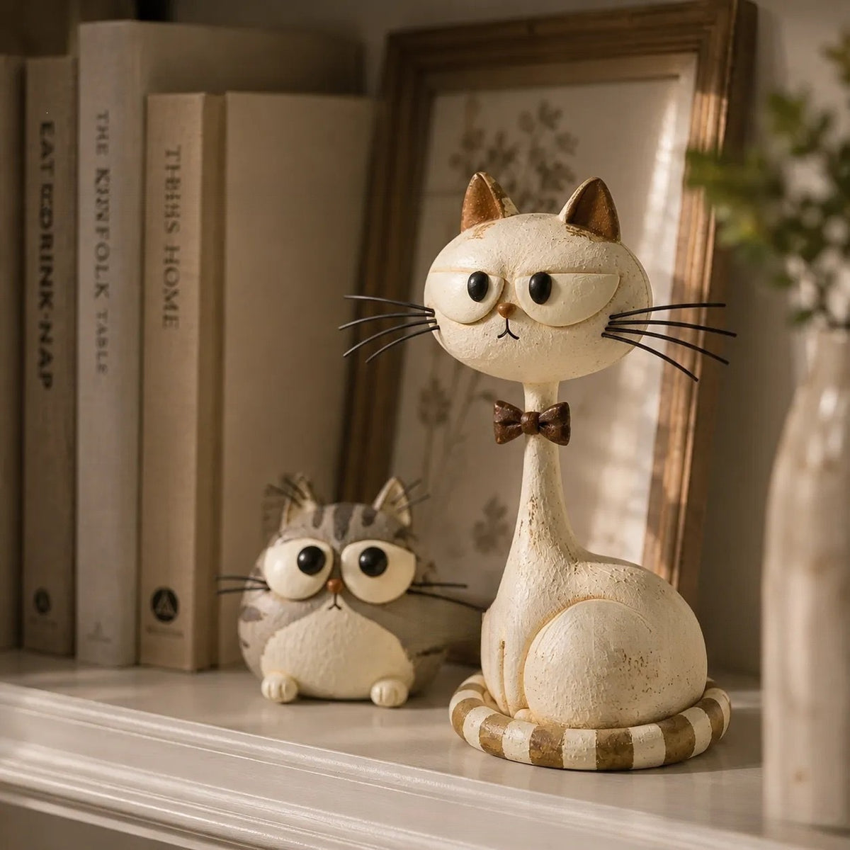 🪵 Rustic Distressed Cat Statue, Home Tabletop Decoration🐱