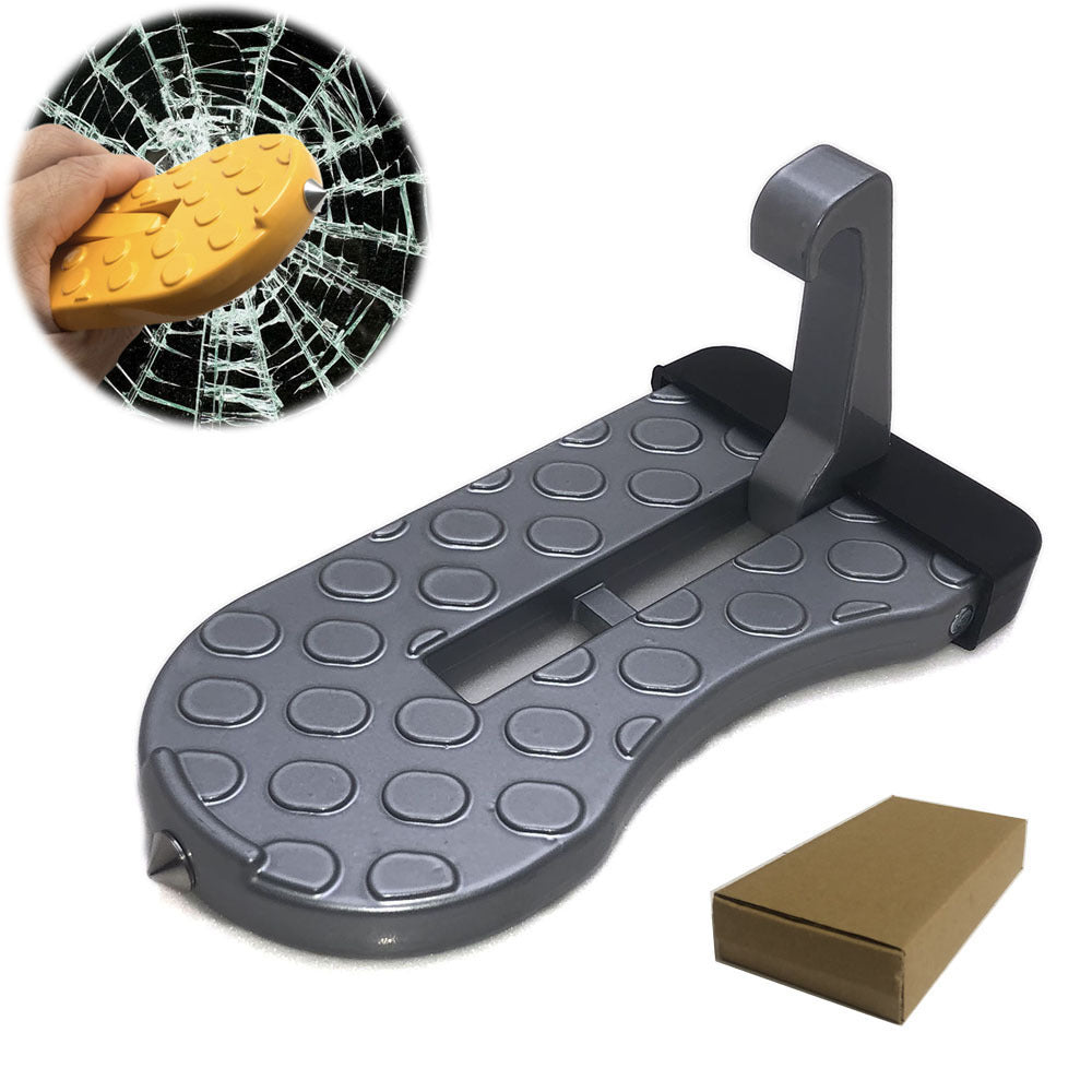 🚗 Car Door Step with Emergency Window Breaker-Foldable Aluminum Alloy Roof Rack Door Step