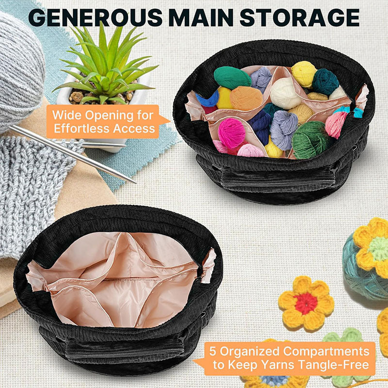 🧶 Corduroy Yarn Storage Tote – Large-Capacity Yarn Organizer Bag
