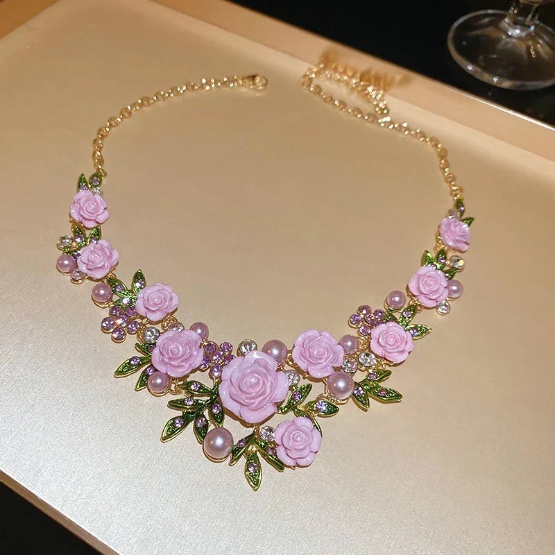 🌹Vintage Rose Garden Pearl & Crystal Jewelry Collection