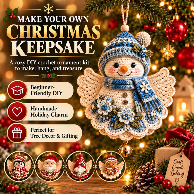 ⛄ 5 Styles Christmas Angel Crochet Ornament Set