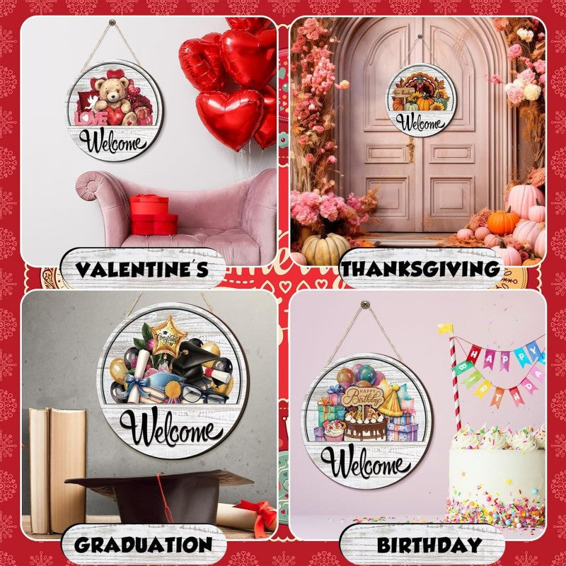🧲 Interchangeable Magnetic Seasonal Welcome Door Sign|16-Piece Interchangeable Welcome Sign Set