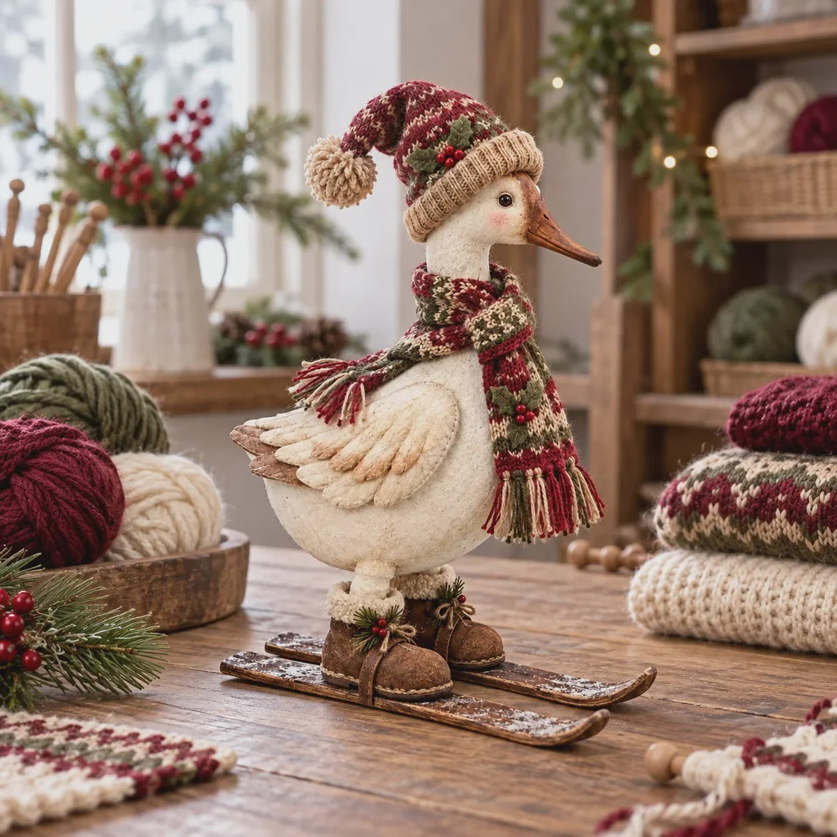🎄Vintage-Style Christmas Goose Figurine | Vintage Farmhouse Christmas Goose Statue