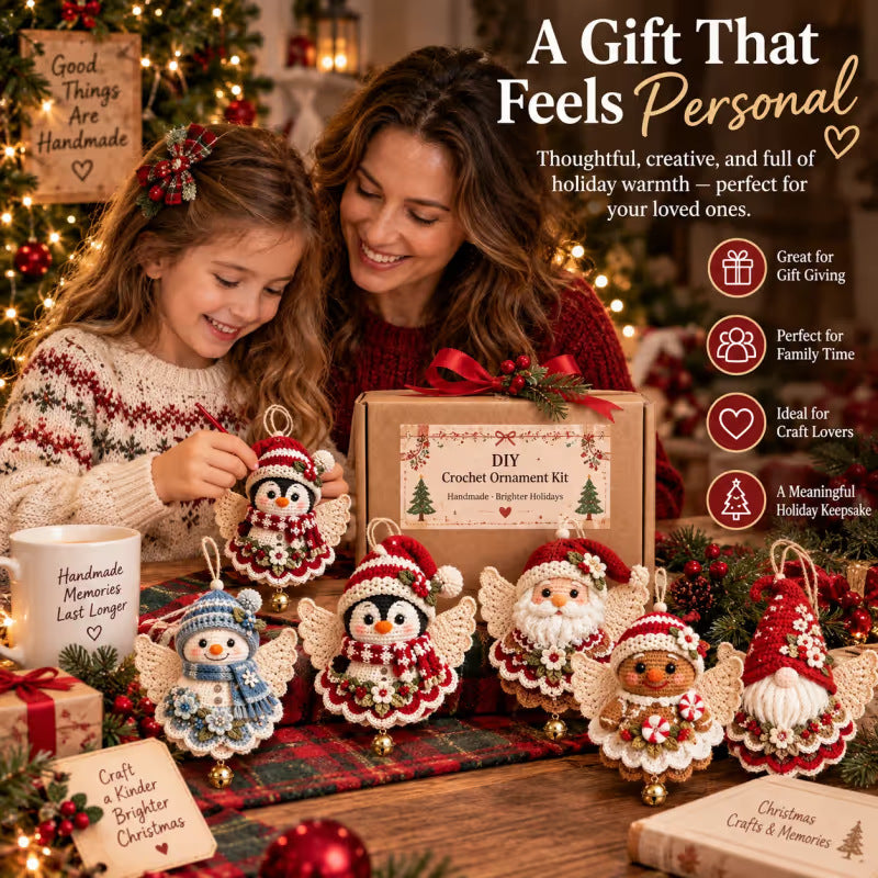 ⛄ 5 Styles Christmas Angel Crochet Ornament Set
