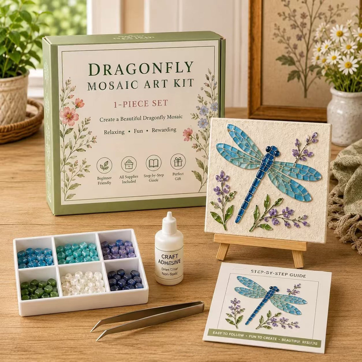 🪴 Garden Mosaic Art Craft Kit | Beginner Friendly DIY Glass Tile Mosaic Painting Set