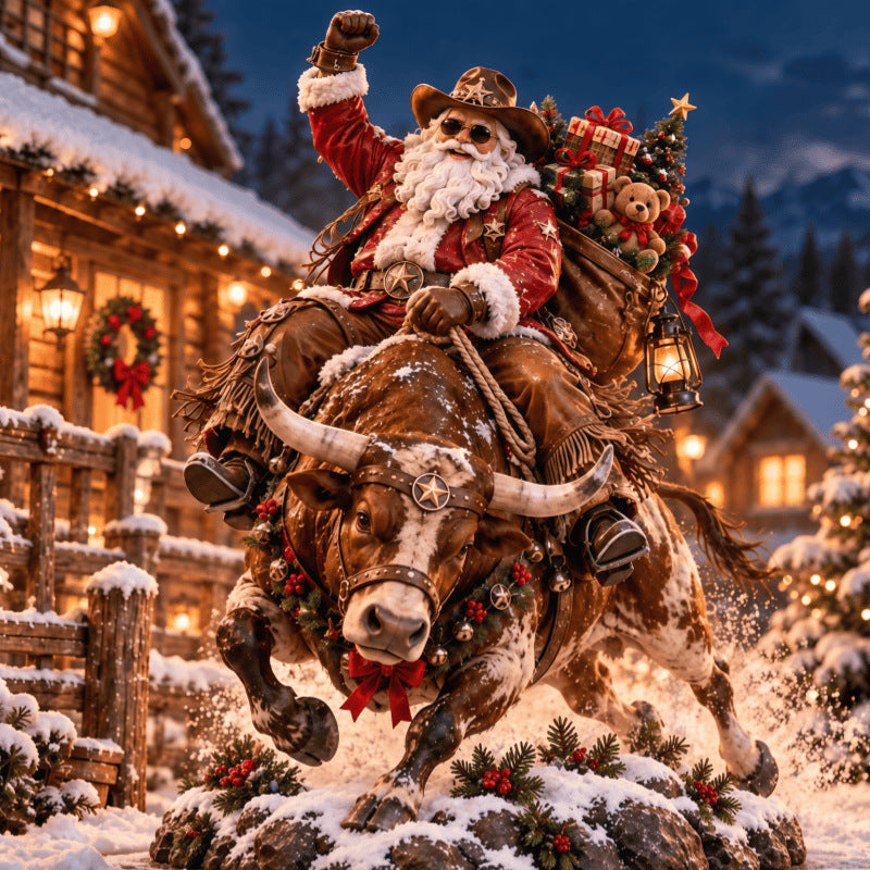🤠 Western Cowboy Santa Christmas Figurine