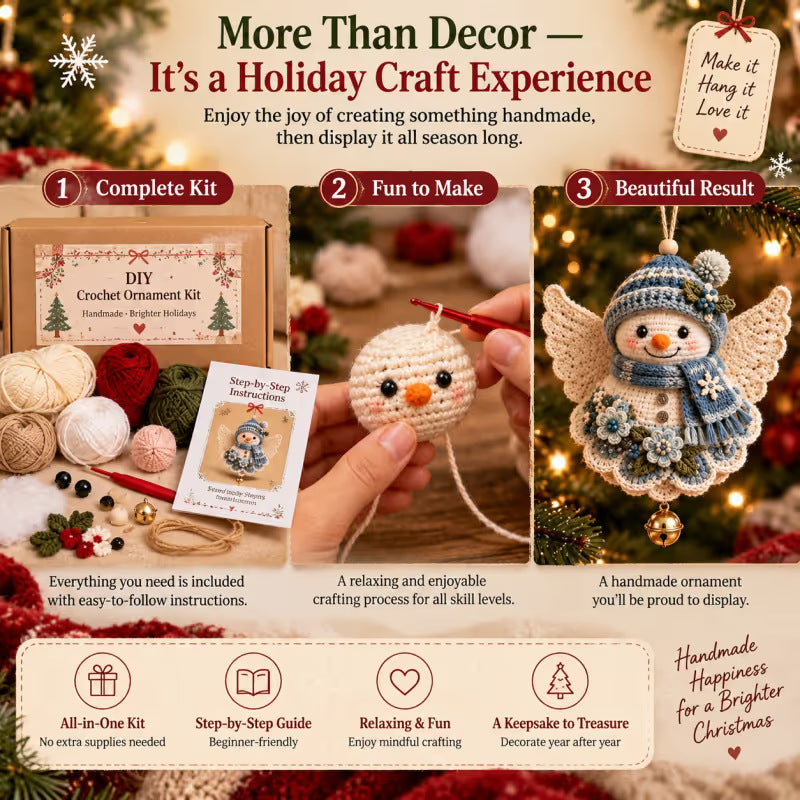 ⛄ 5 Styles Christmas Angel Crochet Ornament Set