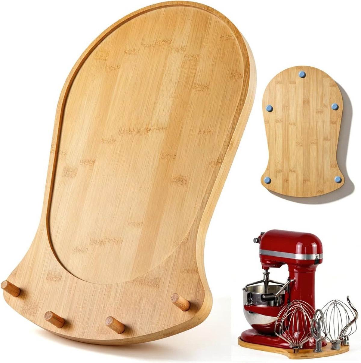 🌟Stand Mixer Sliding Tray | Wooden Mover Board with Attachment Storage Pegs