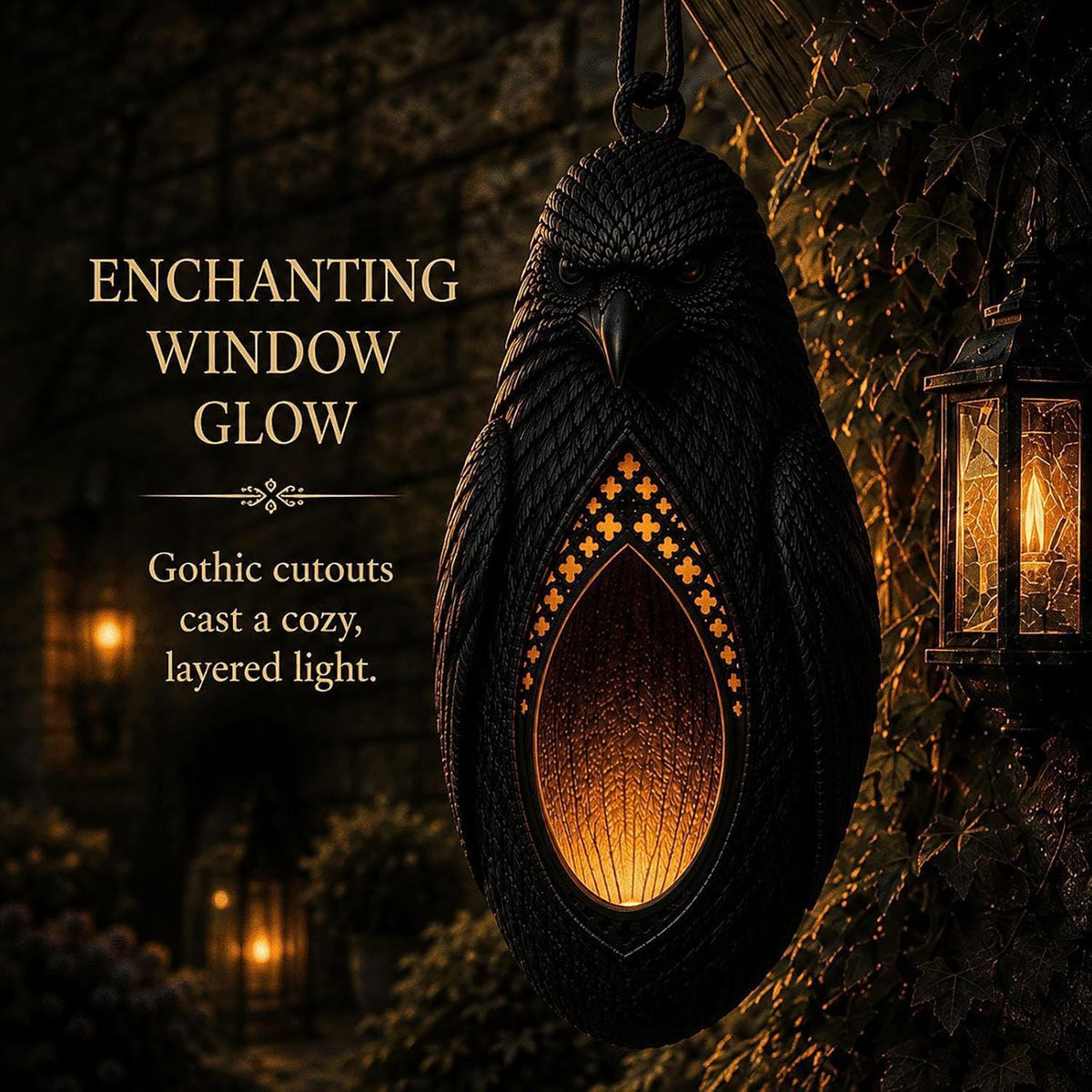 🖤 Dark Raven Hanging Planter Garden Wall Decor