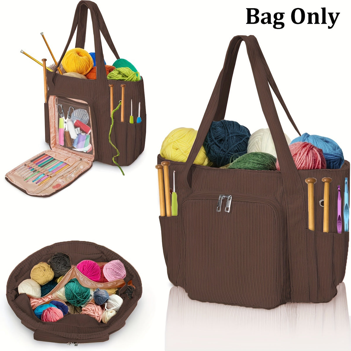🧶 Corduroy Yarn Storage Tote – Large-Capacity Yarn Organizer Bag