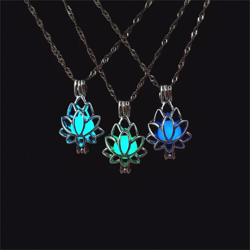 ✨ Glow In The Dark Lotus Pendant Necklace