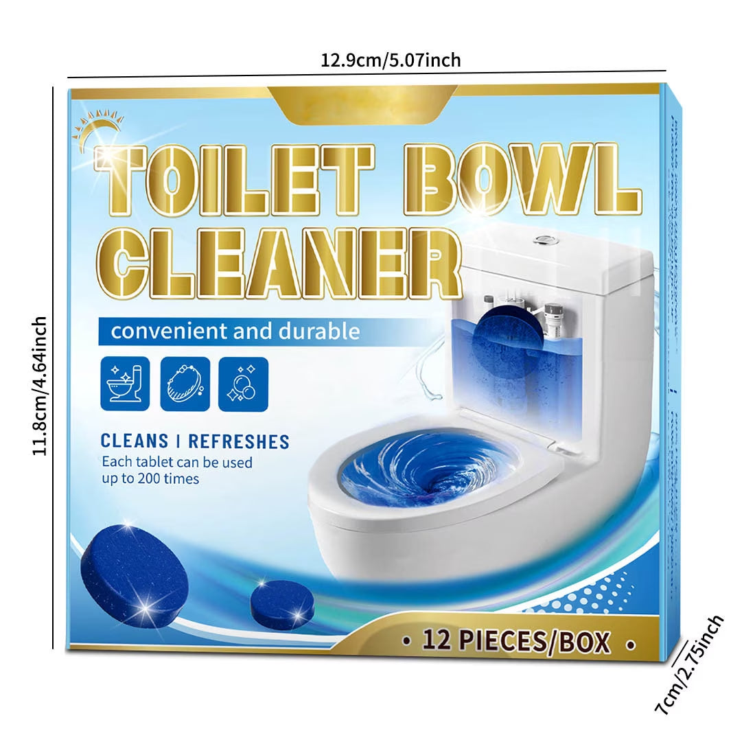 🚽Toilet Tank Cleaner Tablets, Long Lasting Deodorizing Blue Tabs