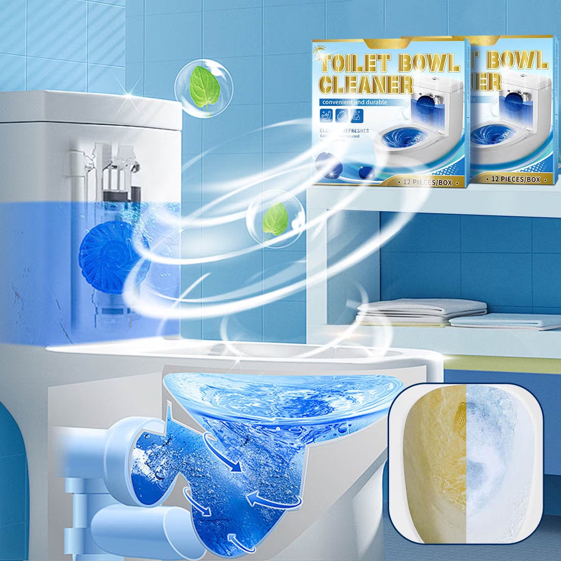 🚽Toilet Tank Cleaner Tablets, Long Lasting Deodorizing Blue Tabs