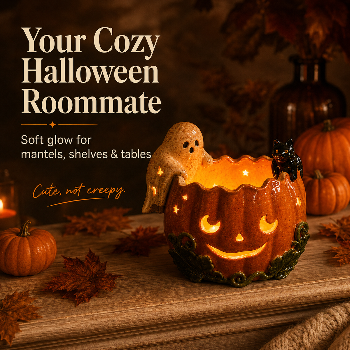 ✨Ghost Cat Pumpkin Lantern Candle Holder🎃