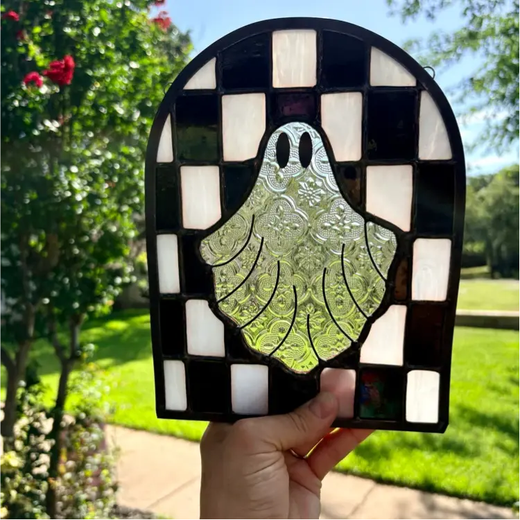 👻 Halloween Ghost Checkerboard Acrylic Suncatcher