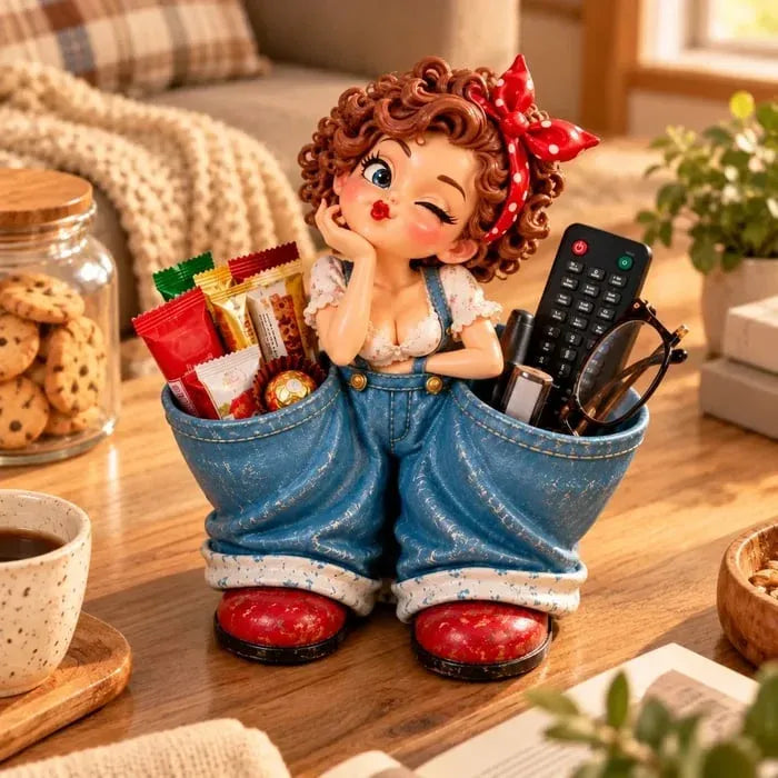 🌟Retro Girl Makeup Brush Holder – Cute Vintage Vanity Organizer