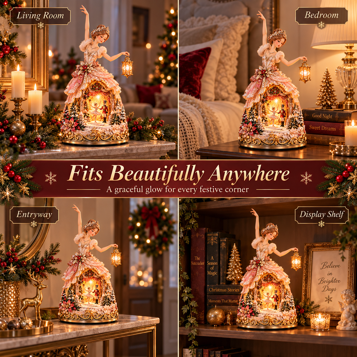 🩰 Winter Ballerina Story Lamp – Lighted Nutcracker Christmas Tabletop Decor