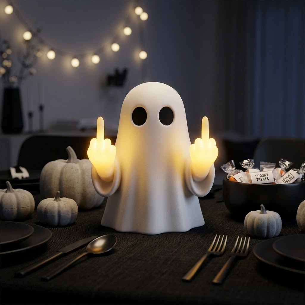 👻 Funny Middle‑Finger Ghost Night Light Wall Decor