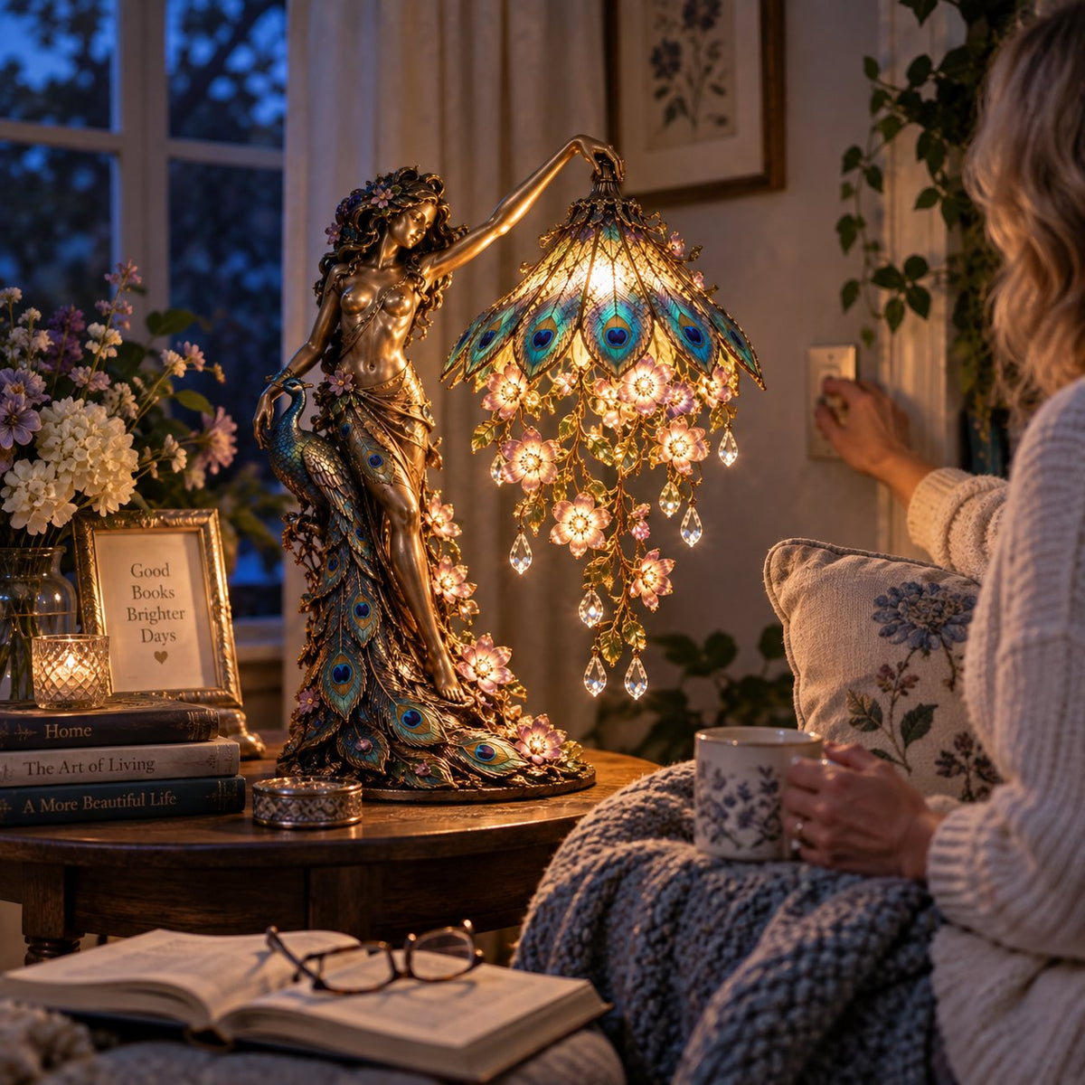 ✨🦚 Feel A Little More Extraordinary - Peacock Goddess Table Lamp