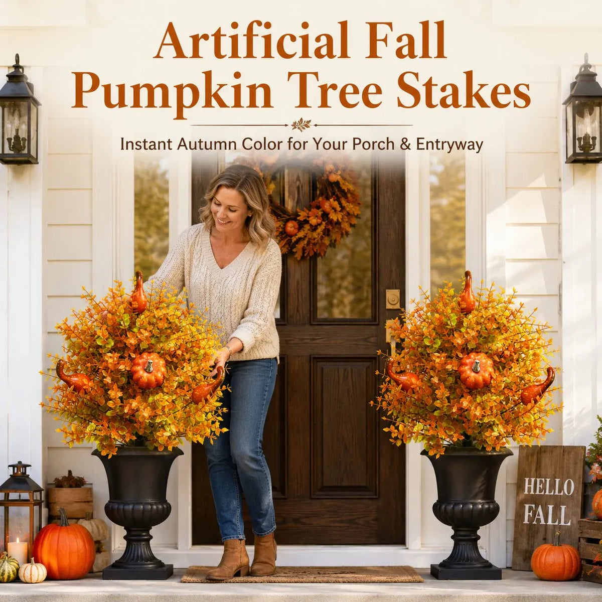 š„ Artificial Fall Pumpkin Tree Stakes