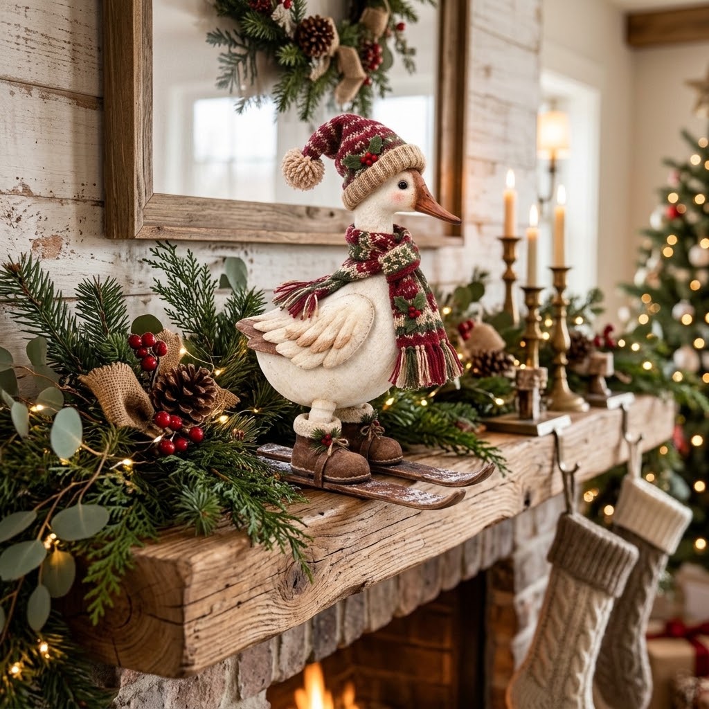 🎄Vintage-Style Christmas Goose Figurine | Vintage Farmhouse Christmas Goose Statue