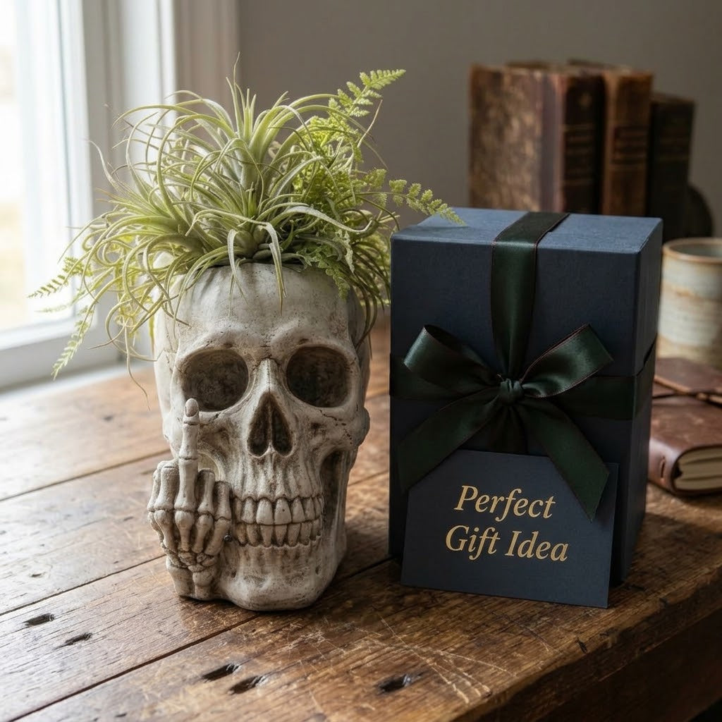 💀Middle Finger Skull Planter