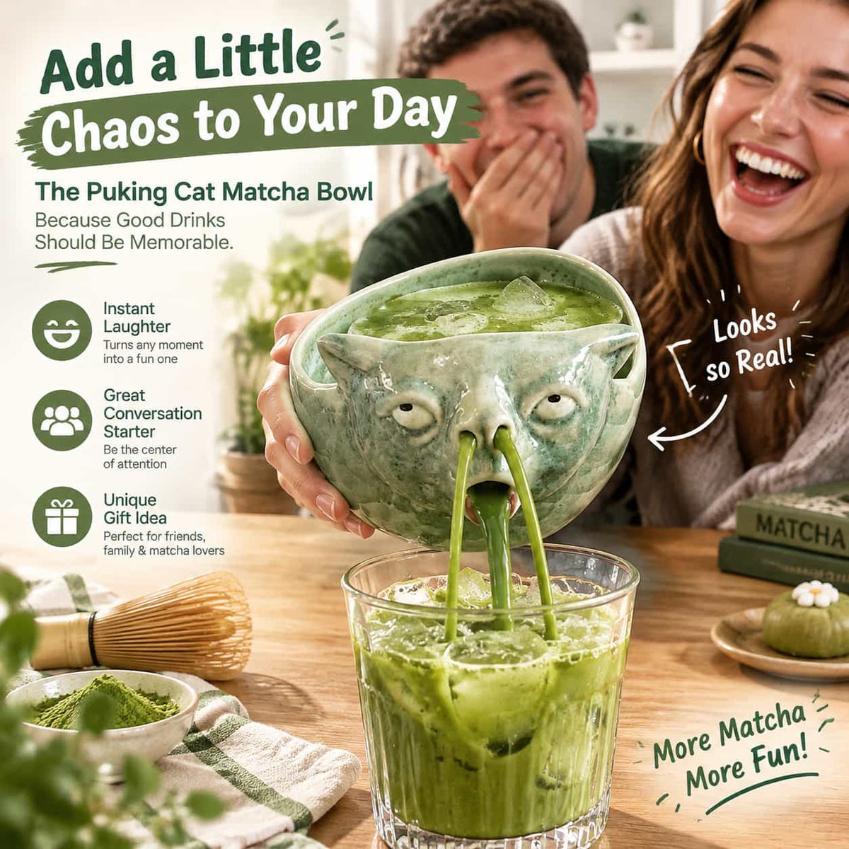 🤮Funny Puking Cat Matcha Bowl