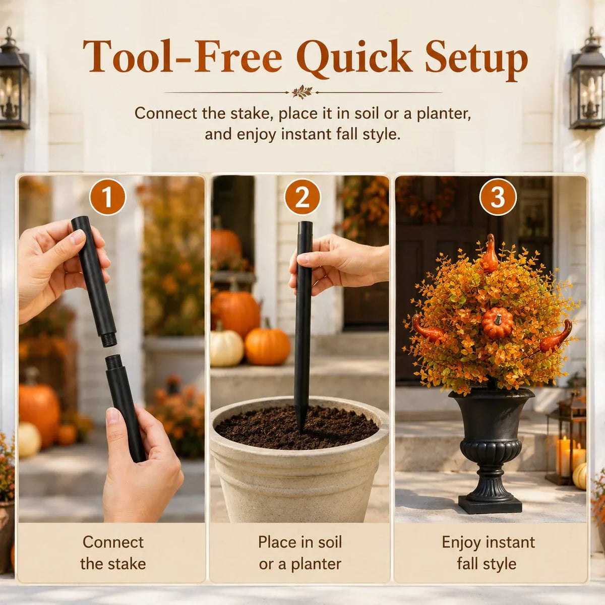 š„ Artificial Fall Pumpkin Tree Stakes