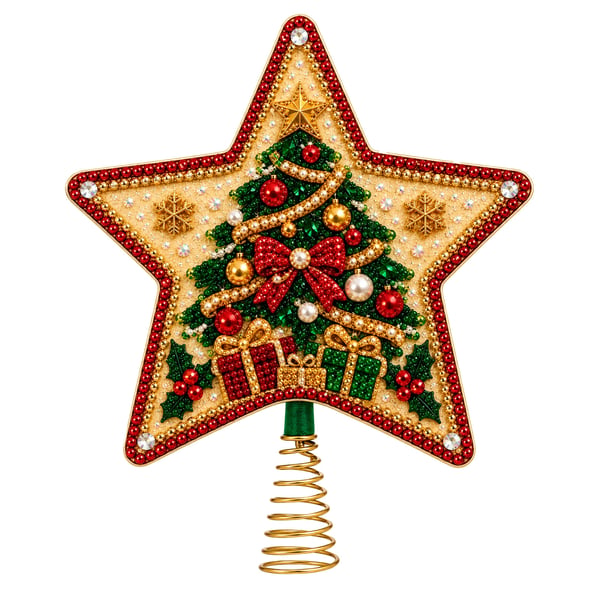 ✨DIY Santa Star Diamond Art Christmas Tree Topper