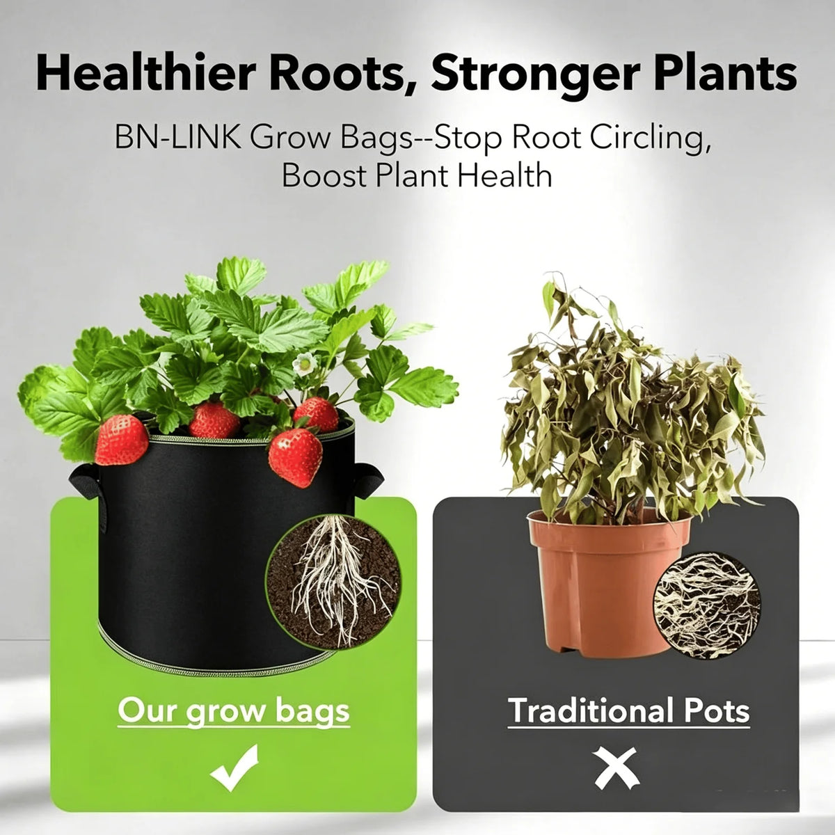 🌱5-Pack 5 Gallon Grow Bags -Heavy Duty Aeration FabricPots with Handles forVegetables, Flowers & Fruits🪴